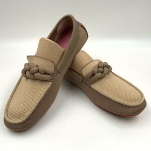Rothys The Driver Sesame Tan Braided Rope Loafers Womens 10.5 Slip On Shoes